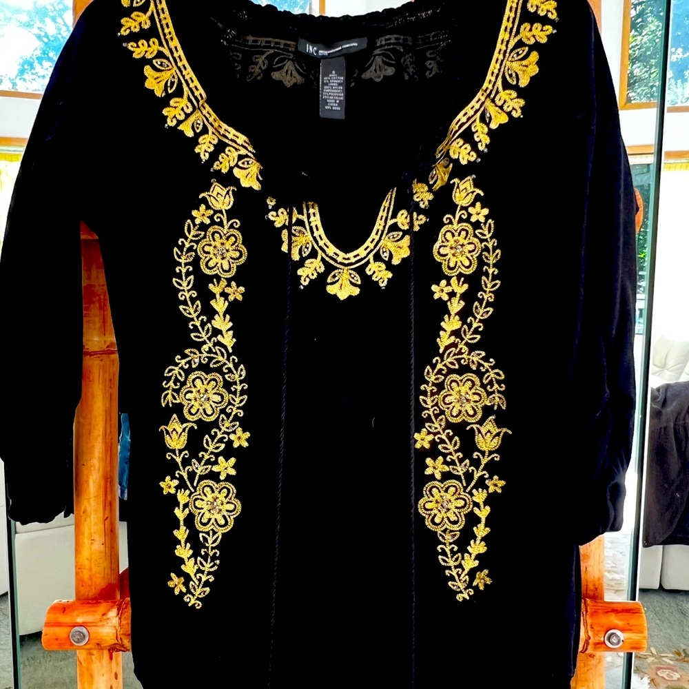 INC gold embellished top